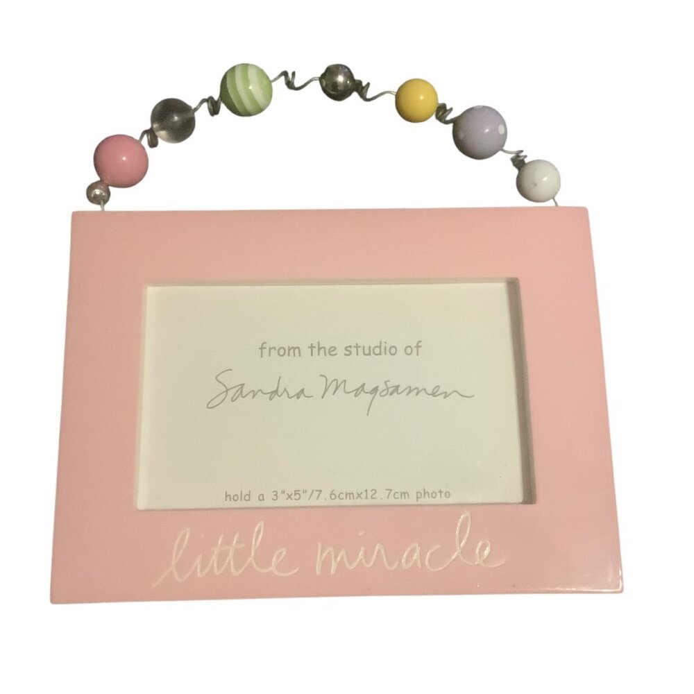 Sandra Magsamen Little‎ Miracle 3" X 5" Pink Photo Frame With Beaded Handle